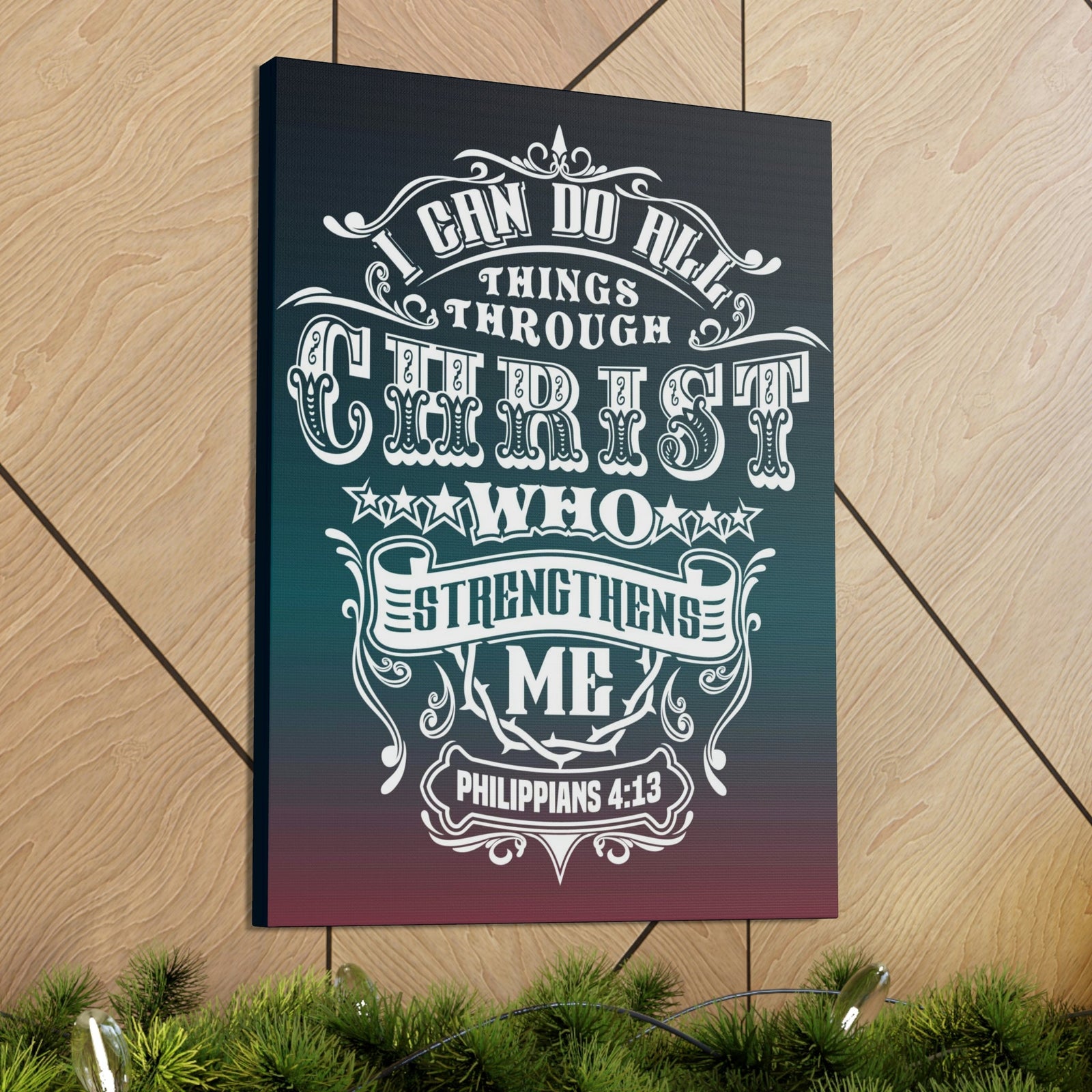 Scripture Walls All Things Through Christ Philippians 4:13 Stars Christian Wall Art Bible Verse Print Ready to Hang Unframed-Express Your Love Gifts