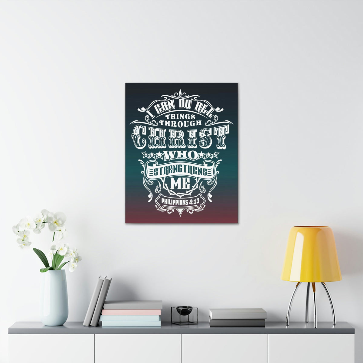 Scripture Walls All Things Through Christ Philippians 4:13 Stars Christian Wall Art Bible Verse Print Ready to Hang Unframed-Express Your Love Gifts