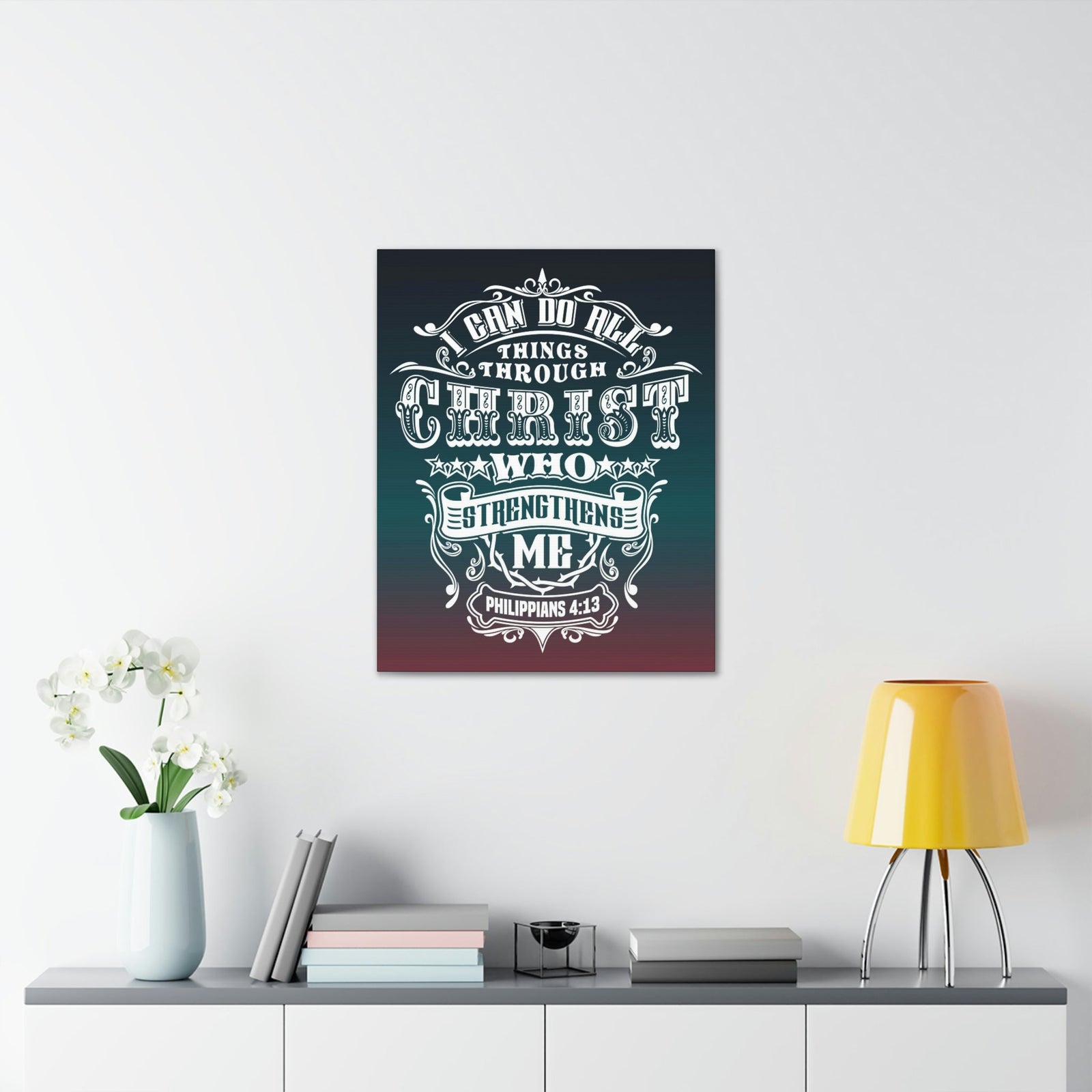 Scripture Walls All Things Through Christ Philippians 4:13 Stars Christian Wall Art Bible Verse Print Ready to Hang Unframed-Express Your Love Gifts