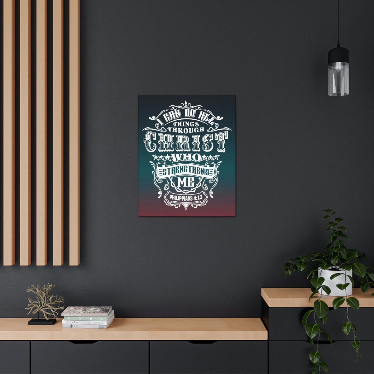 Scripture Walls All Things Through Christ Philippians 4:13 Stars Christian Wall Art Bible Verse Print Ready to Hang Unframed-Express Your Love Gifts