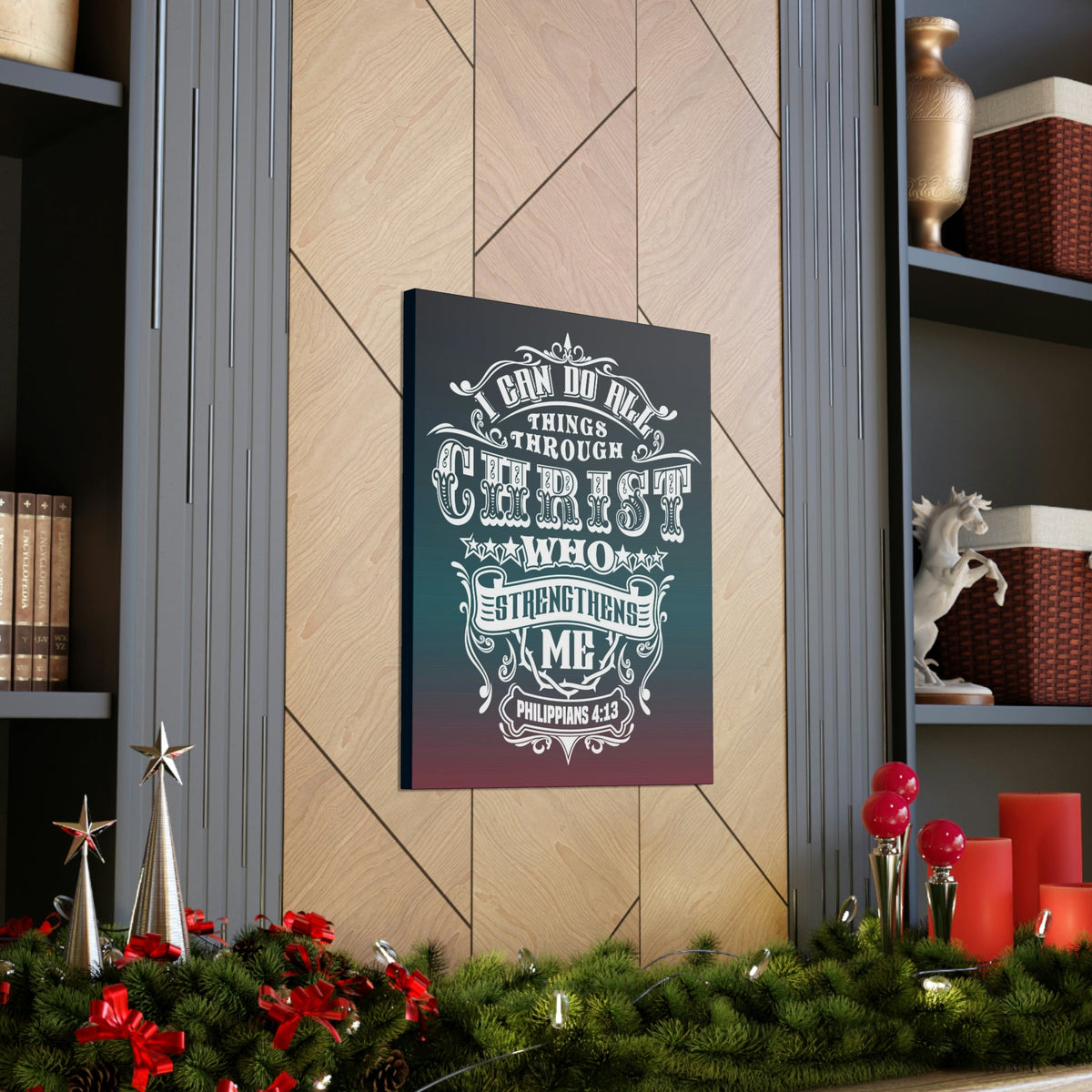 Scripture Walls All Things Through Christ Philippians 4:13 Stars Christian Wall Art Bible Verse Print Ready to Hang Unframed-Express Your Love Gifts