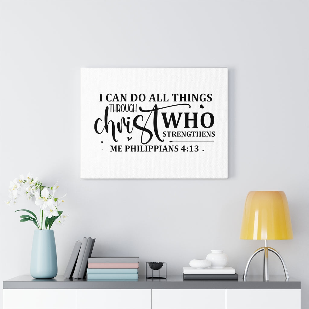Scripture Walls All Things Through Christ Philippians 4:13 white Bible Verse Canvas Christian Wall Art Ready to Hang Unframed-Express Your Love Gifts