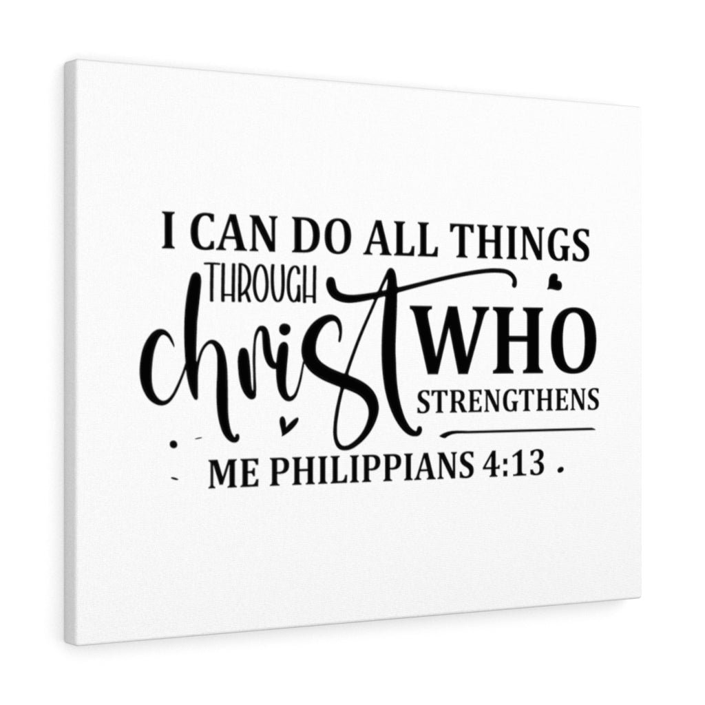 Scripture Walls All Things Through Christ Philippians 4:13 white Bible Verse Canvas Christian Wall Art Ready to Hang Unframed-Express Your Love Gifts