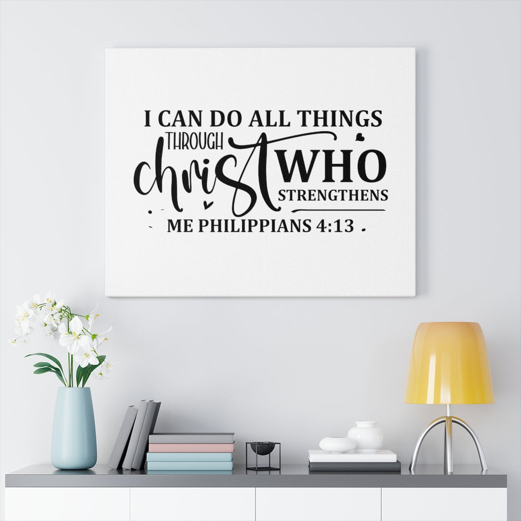 Scripture Walls All Things Through Christ Philippians 4:13 white Bible Verse Canvas Christian Wall Art Ready to Hang Unframed-Express Your Love Gifts