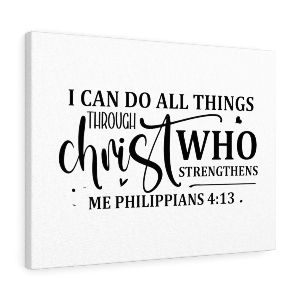 Scripture Walls All Things Through Christ Philippians 4:13 white Bible Verse Canvas Christian Wall Art Ready to Hang Unframed-Express Your Love Gifts