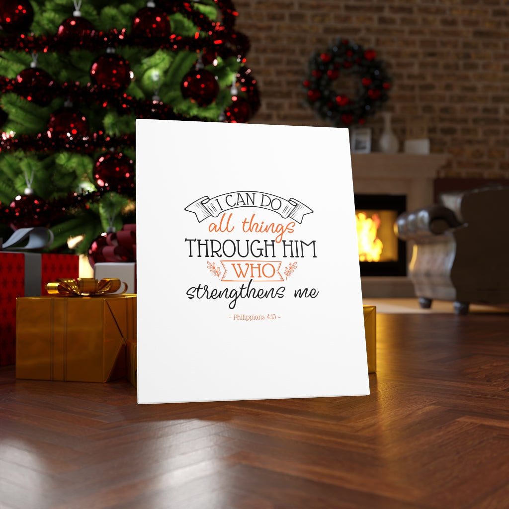 Scripture Walls All Things Through Him Philippians 4:13 Bible Verse Canvas Christian Wall Art Ready to Hang Unframed-Express Your Love Gifts