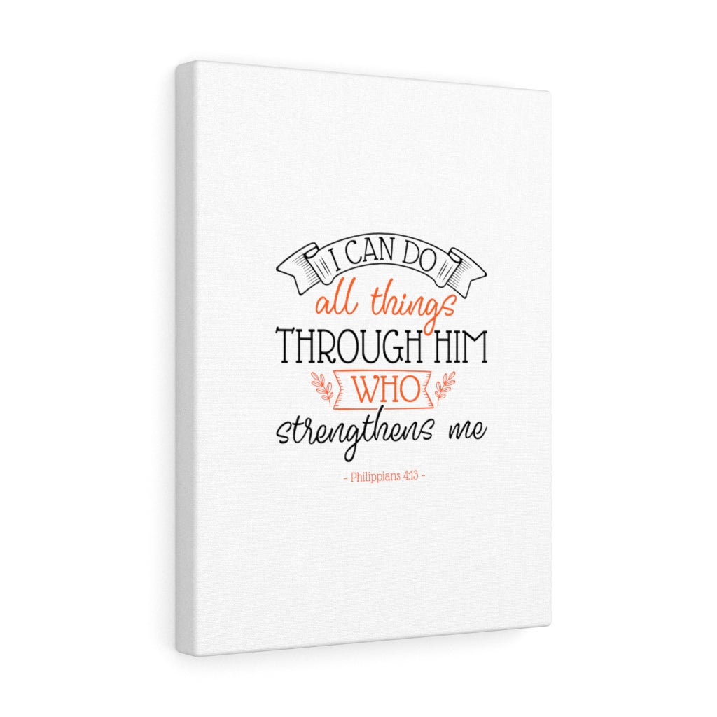 Scripture Walls All Things Through Him Philippians 4:13 Bible Verse Canvas Christian Wall Art Ready to Hang Unframed-Express Your Love Gifts