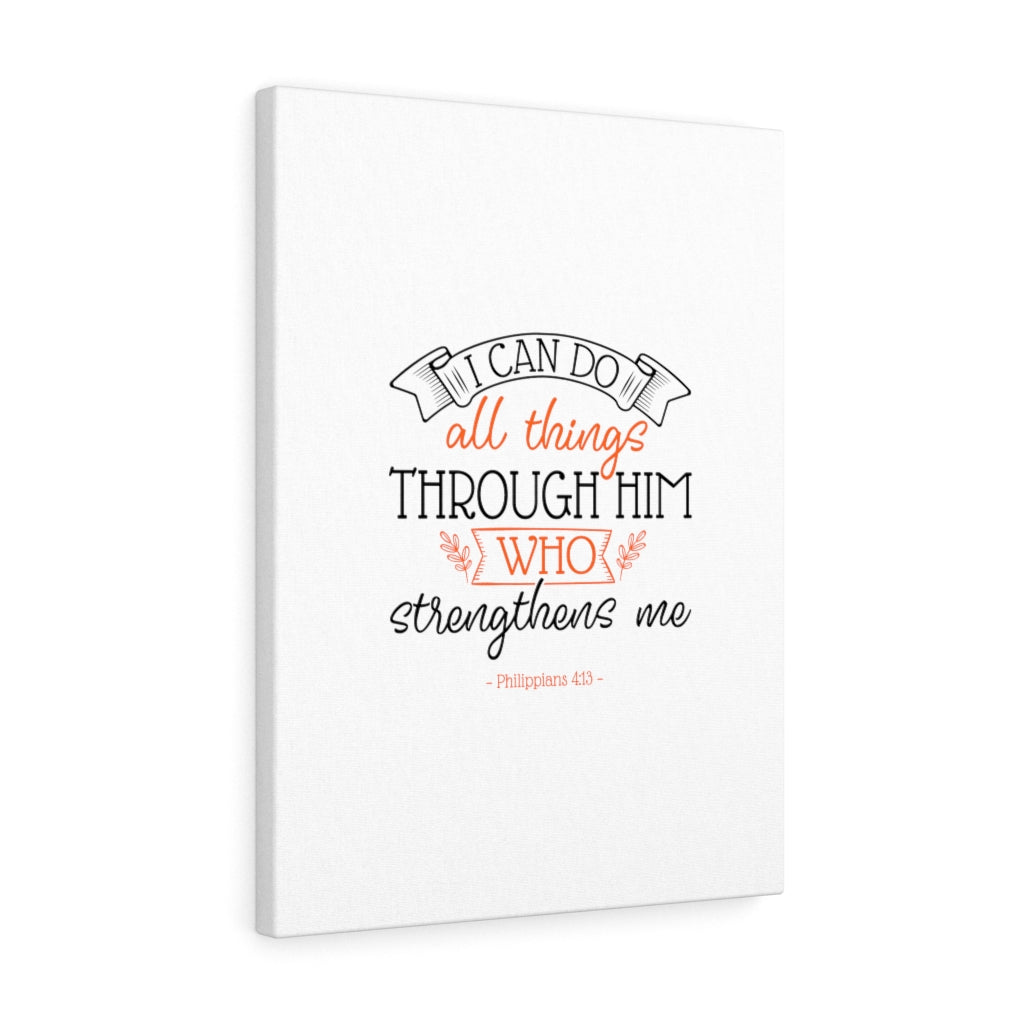Scripture Walls All Things Through Him Philippians 4:13 Bible Verse Canvas Christian Wall Art Ready to Hang Unframed-Express Your Love Gifts
