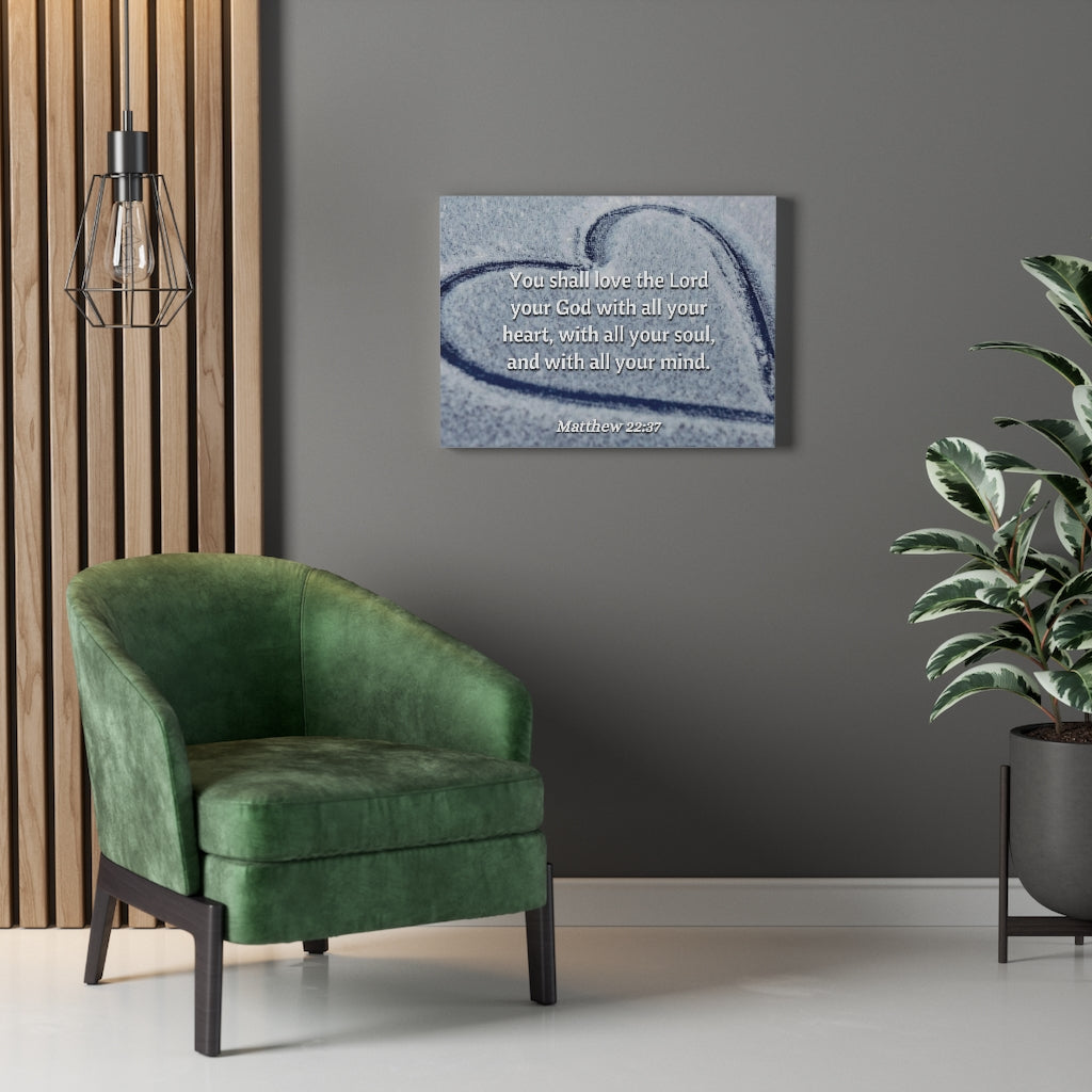 Scripture Walls All Thy Heart Matthew 22:37 Bible Verse Canvas Christian Wall Art Ready to Hang Unframed-Express Your Love Gifts