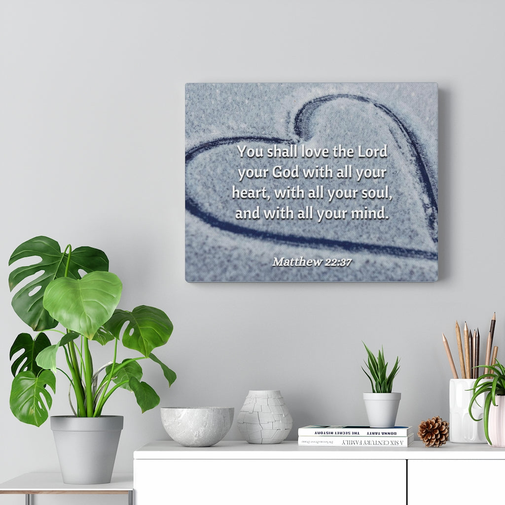 Scripture Walls All Thy Heart Matthew 22:37 Bible Verse Canvas Christian Wall Art Ready to Hang Unframed-Express Your Love Gifts