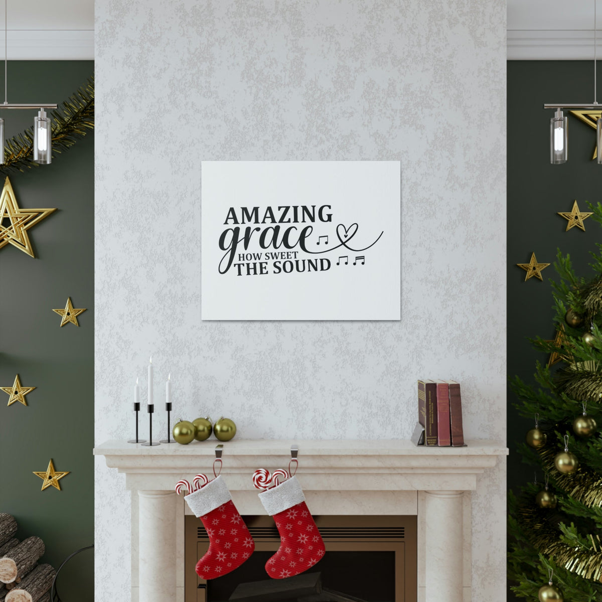 Scripture Walls Amazing Grace Ephesians 2:8-9 Music Note Christian Wall Art Bible Verse Print Ready to Hang Unframed-Express Your Love Gifts
