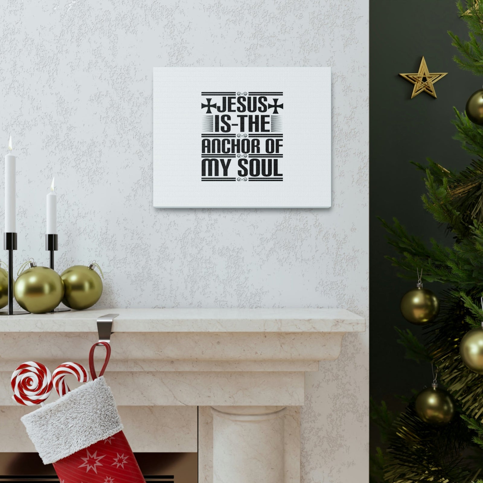 Scripture Walls Anchor Of My Soul Hebrews 6:19 Cross White Christian Wall Art Bible Verse Print Ready to Hang Unframed-Express Your Love Gifts