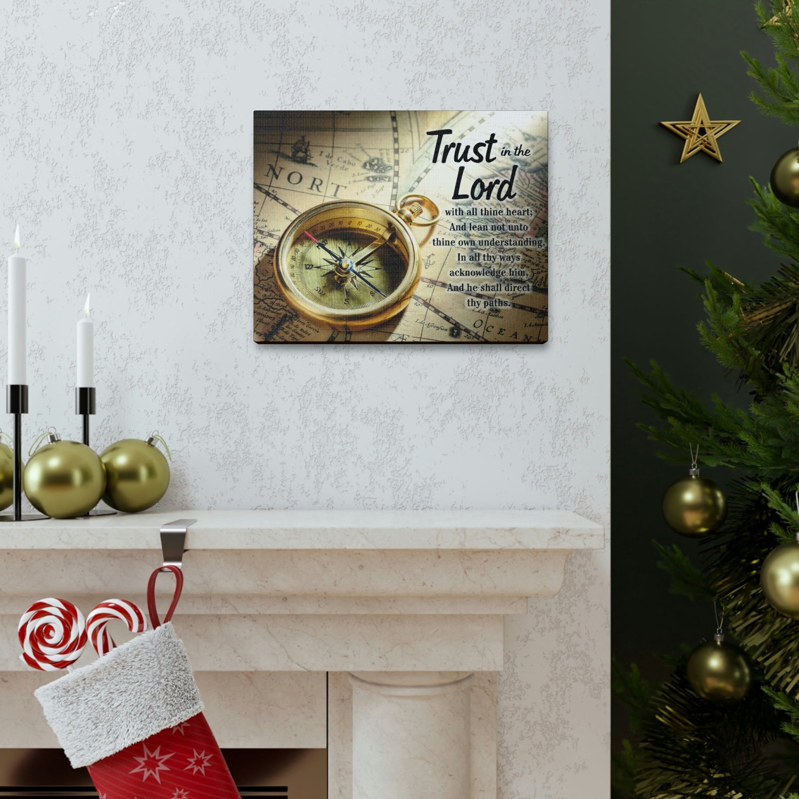 Scripture Walls Ancient Map Proverbs 3:6 Bible Verse Canvas Christian Wall Art Ready to Hang Unframed-Express Your Love Gifts