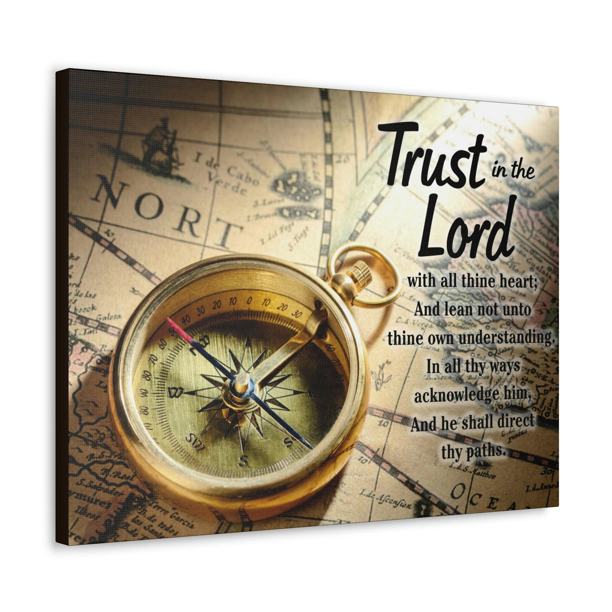 Scripture Walls Ancient Map Proverbs 3:6 Bible Verse Canvas Christian Wall Art Ready to Hang Unframed-Express Your Love Gifts