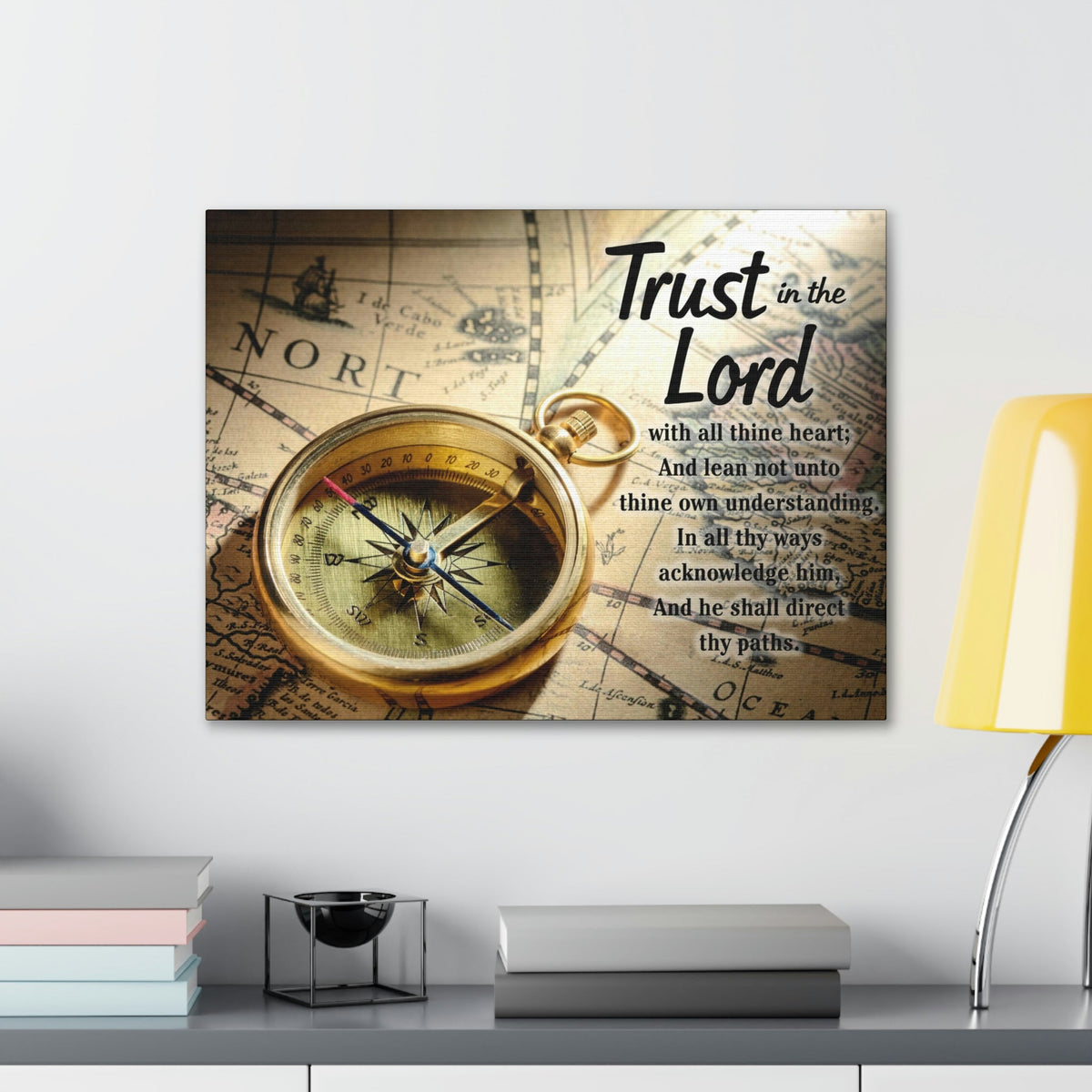 Scripture Walls Ancient Map Proverbs 3:6 Bible Verse Canvas Christian Wall Art Ready to Hang Unframed-Express Your Love Gifts