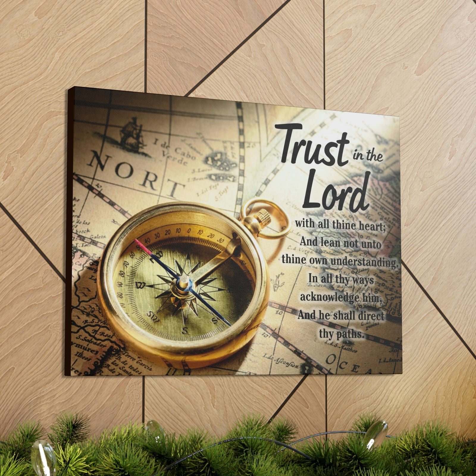 Scripture Walls Ancient Map Proverbs 3:6 Bible Verse Canvas Christian Wall Art Ready to Hang Unframed-Express Your Love Gifts