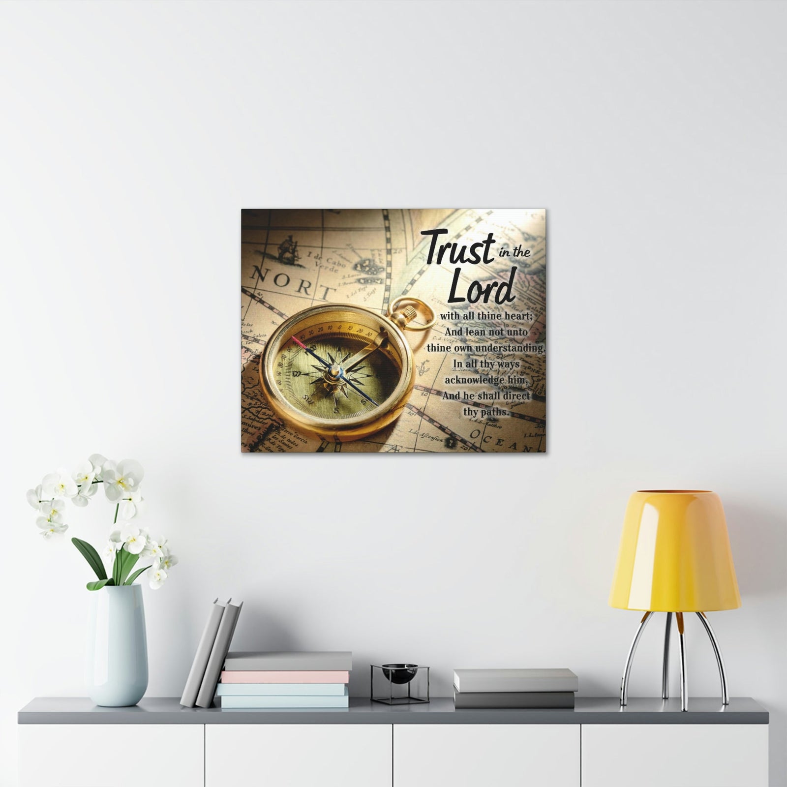 Scripture Walls Ancient Map Proverbs 3:6 Bible Verse Canvas Christian Wall Art Ready to Hang Unframed-Express Your Love Gifts