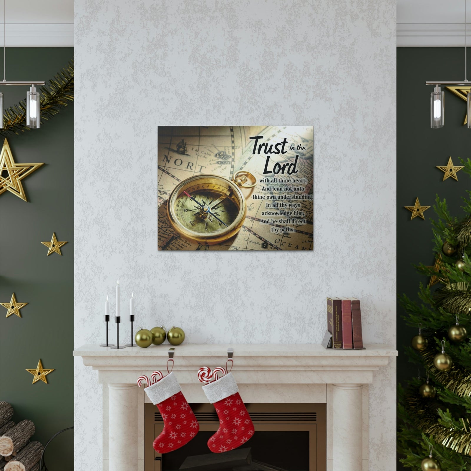 Scripture Walls Ancient Map Proverbs 3:6 Bible Verse Canvas Christian Wall Art Ready to Hang Unframed-Express Your Love Gifts