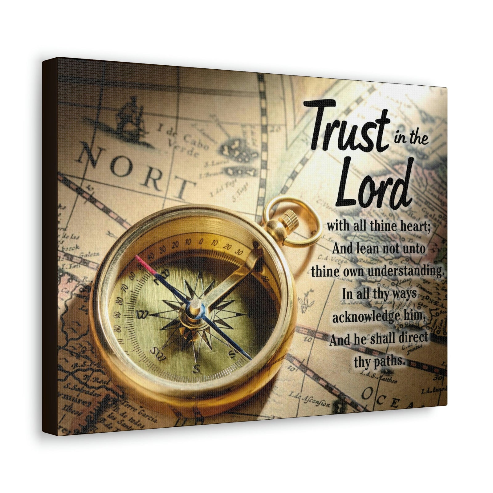 Scripture Walls Ancient Map Proverbs 3:6 Bible Verse Canvas Christian Wall Art Ready to Hang Unframed-Express Your Love Gifts