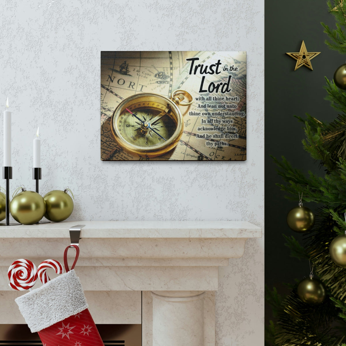 Scripture Walls Ancient Map Proverbs 3:6 Bible Verse Canvas Christian Wall Art Ready to Hang Unframed-Express Your Love Gifts