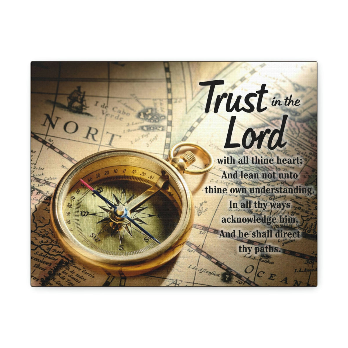 Scripture Walls Ancient Map Proverbs 3:6 Bible Verse Canvas Christian Wall Art Ready to Hang Unframed-Express Your Love Gifts