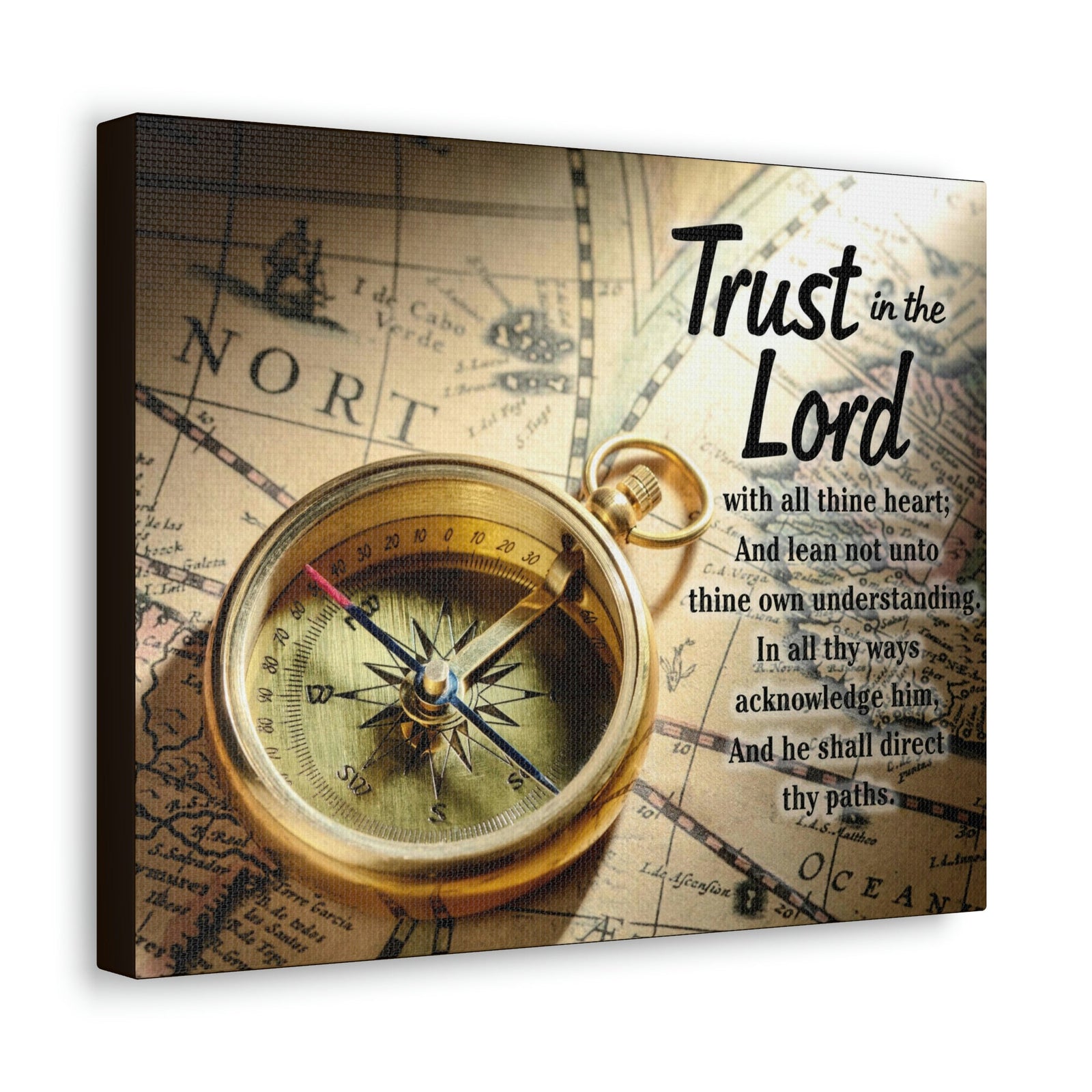 Scripture Walls Ancient Map Proverbs 3:6 Bible Verse Canvas Christian Wall Art Ready to Hang Unframed-Express Your Love Gifts