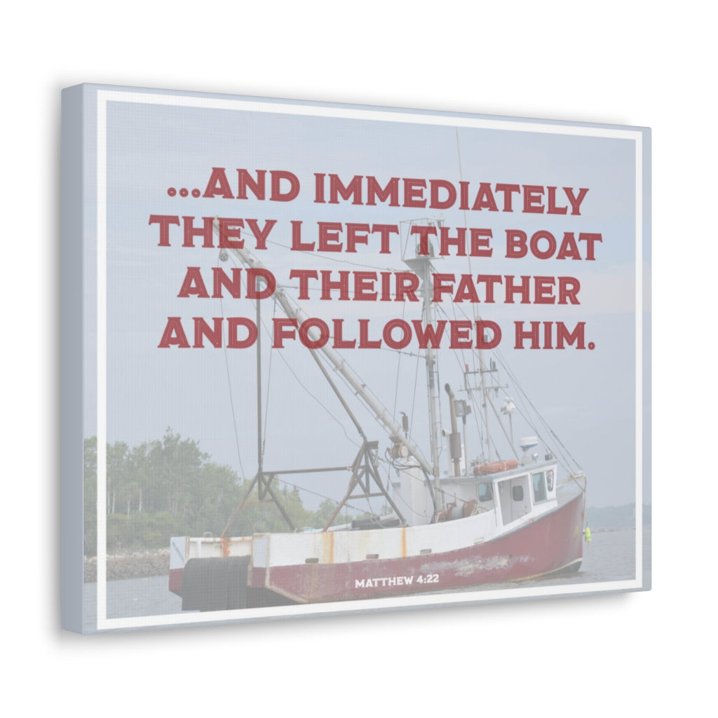 Scripture Walls And Followed Him Matthew 4:22 Bible Verse Canvas Christian Wall Art Ready to Hang Unframed-Express Your Love Gifts