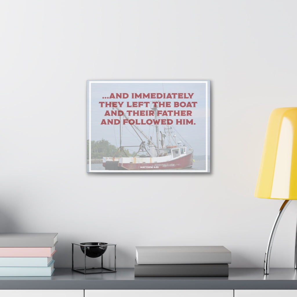 Scripture Walls And Followed Him Matthew 4:22 Bible Verse Canvas Christian Wall Art Ready to Hang Unframed-Express Your Love Gifts