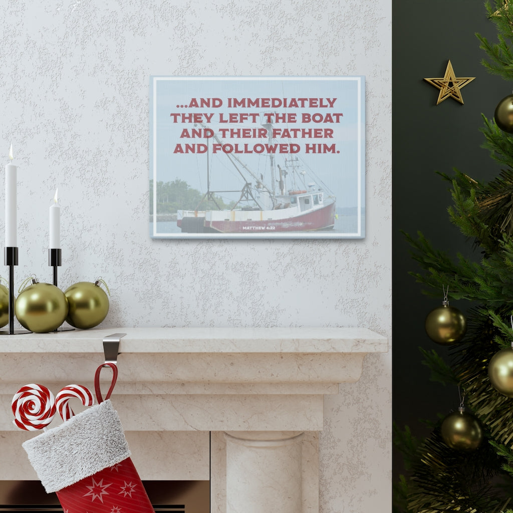 Scripture Walls And Followed Him Matthew 4:22 Bible Verse Canvas Christian Wall Art Ready to Hang Unframed-Express Your Love Gifts