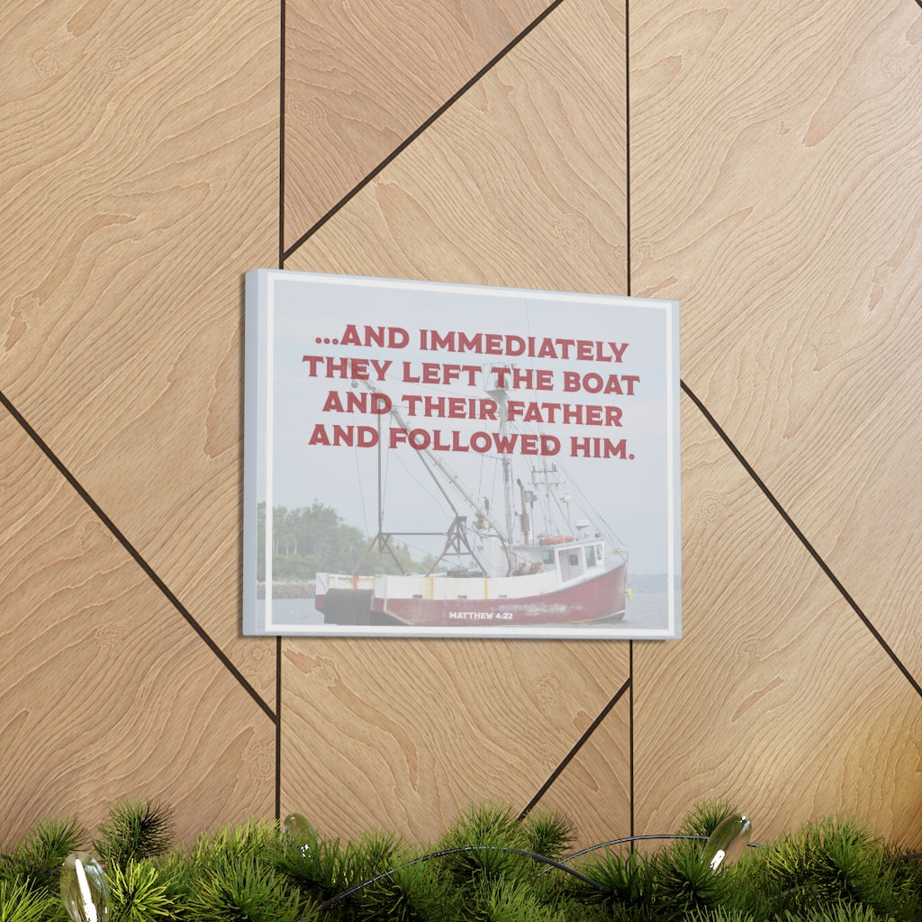 Scripture Walls And Followed Him Matthew 4:22 Bible Verse Canvas Christian Wall Art Ready to Hang Unframed-Express Your Love Gifts