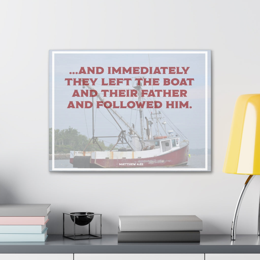 Scripture Walls And Followed Him Matthew 4:22 Bible Verse Canvas Christian Wall Art Ready to Hang Unframed-Express Your Love Gifts