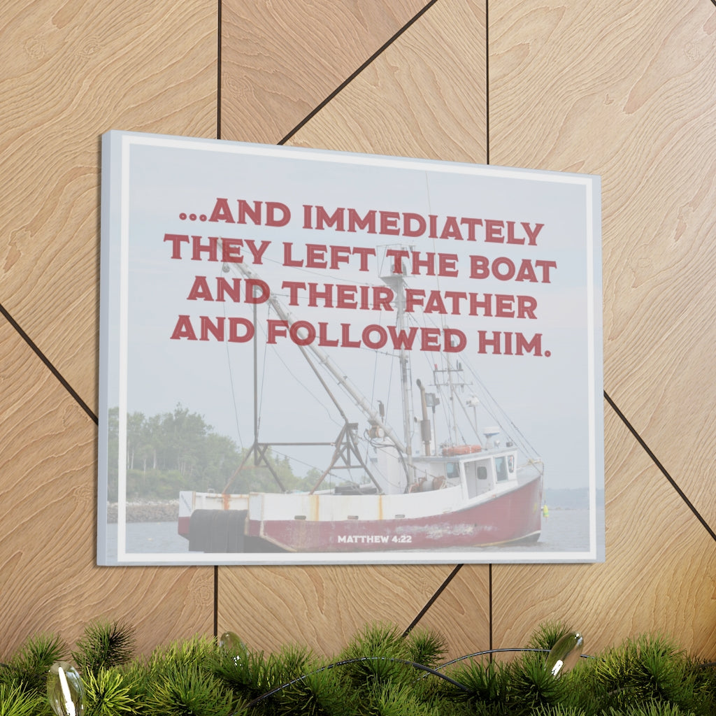 Scripture Walls And Followed Him Matthew 4:22 Bible Verse Canvas Christian Wall Art Ready to Hang Unframed-Express Your Love Gifts