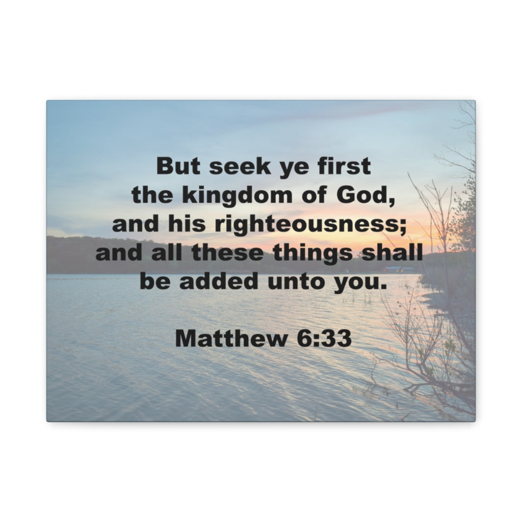 Scripture Walls And His Righteousness Matthew 6:33 Plain Bible Verse Canvas Christian Wall Art Ready to Hang Unframed-Express Your Love Gifts