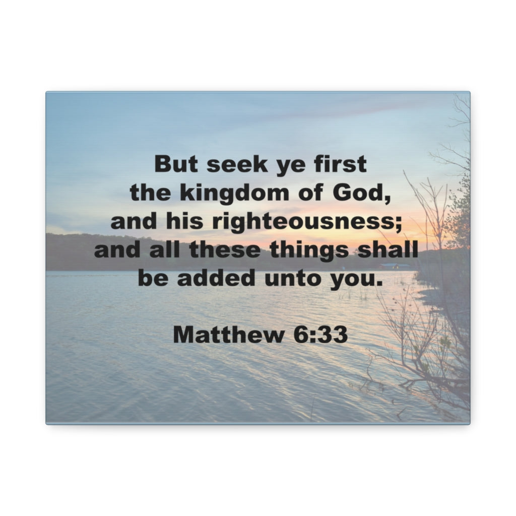 Scripture Walls And His Righteousness Matthew 6:33 Plain Bible Verse Canvas Christian Wall Art Ready to Hang Unframed-Express Your Love Gifts