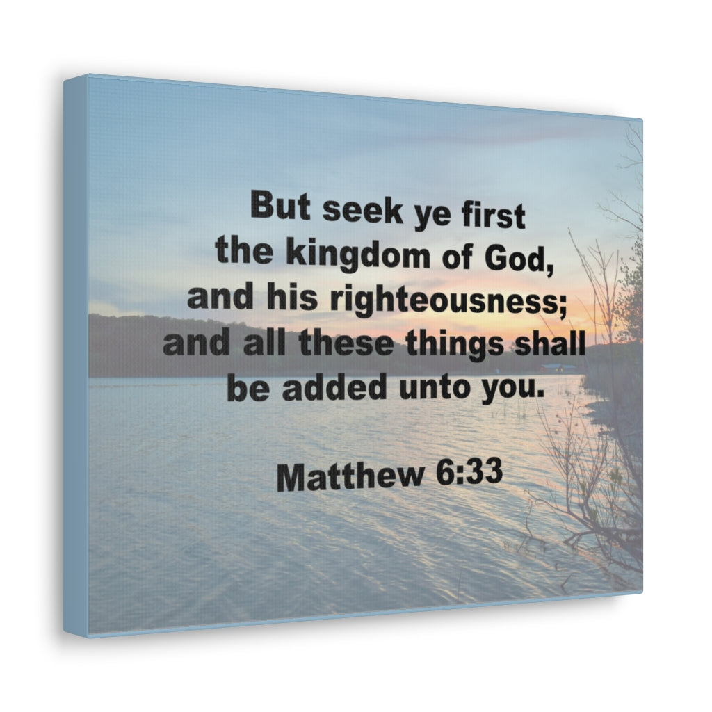 Scripture Walls And His Righteousness Matthew 6:33 Plain Bible Verse Canvas Christian Wall Art Ready to Hang Unframed-Express Your Love Gifts