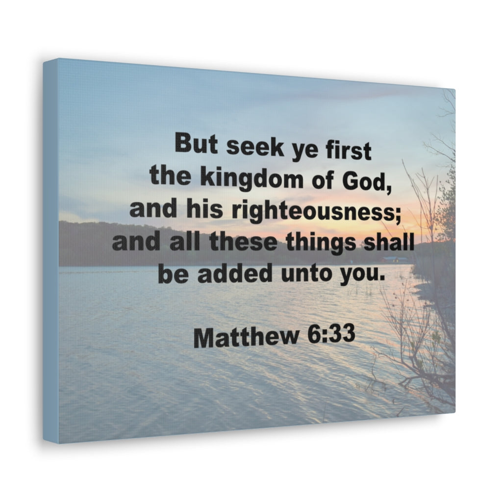 Scripture Walls And His Righteousness Matthew 6:33 Plain Bible Verse Canvas Christian Wall Art Ready to Hang Unframed-Express Your Love Gifts