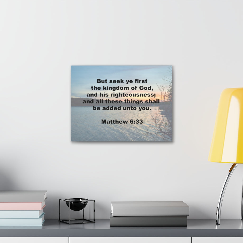 Scripture Walls And His Righteousness Matthew 6:33 Plain Bible Verse Canvas Christian Wall Art Ready to Hang Unframed-Express Your Love Gifts