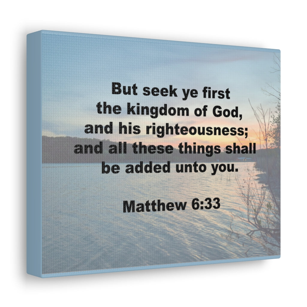 Scripture Walls And His Righteousness Matthew 6:33 Plain Bible Verse Canvas Christian Wall Art Ready to Hang Unframed-Express Your Love Gifts