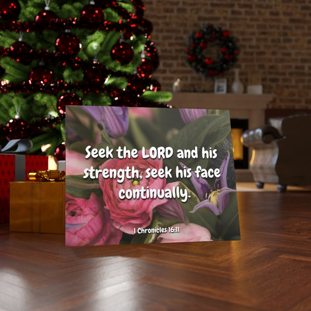Scripture Walls And His Strength 1 Chronicles 16:11 Bible Verse Canvas Christian Wall Art Ready to Hang Unframed-Express Your Love Gifts