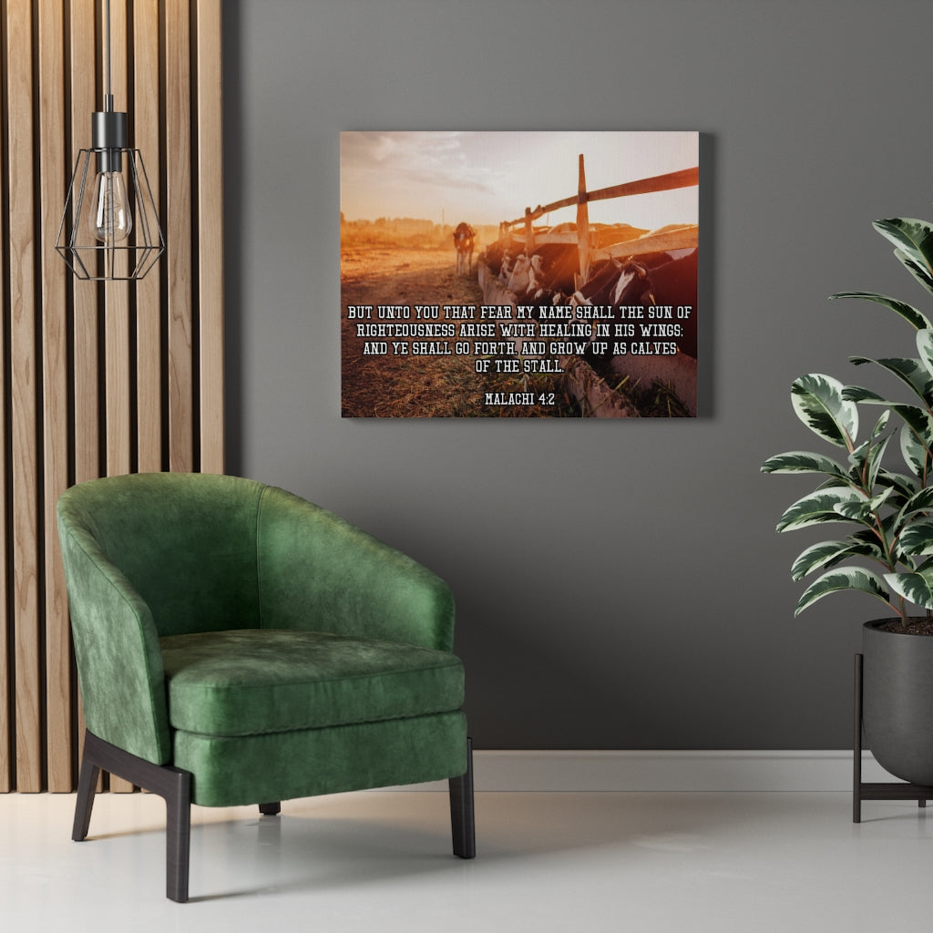 Scripture Walls And Ye Shall Go Forth Malachi 4:2 Bible Verse Canvas Christian Wall Art Ready to Hang Unframed-Express Your Love Gifts