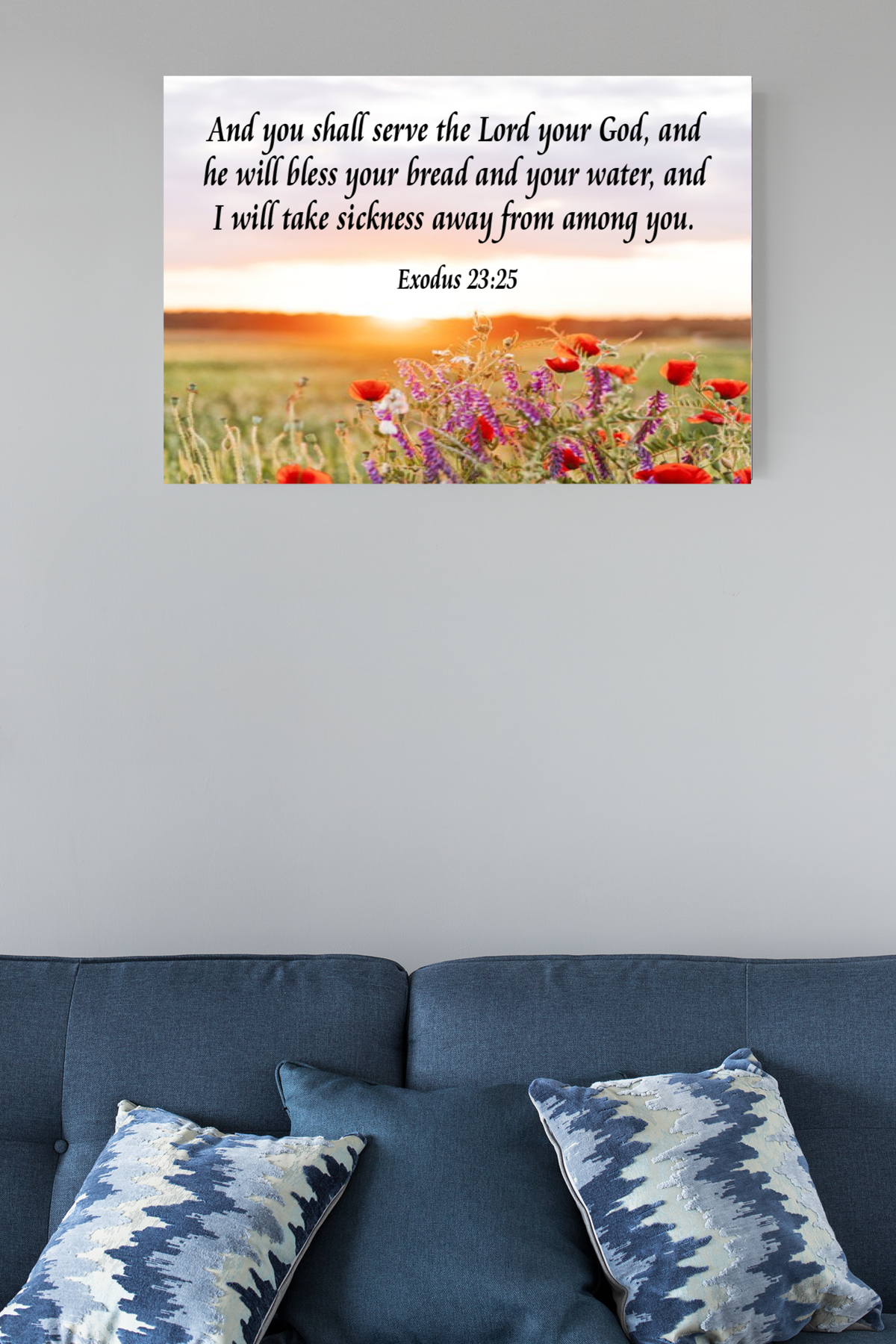 Bible Verse Canvas And You Shall Serve the Lord Exodus 23:25 Scripture Wall Art Christian Home Decor - Express Your Love Gifts