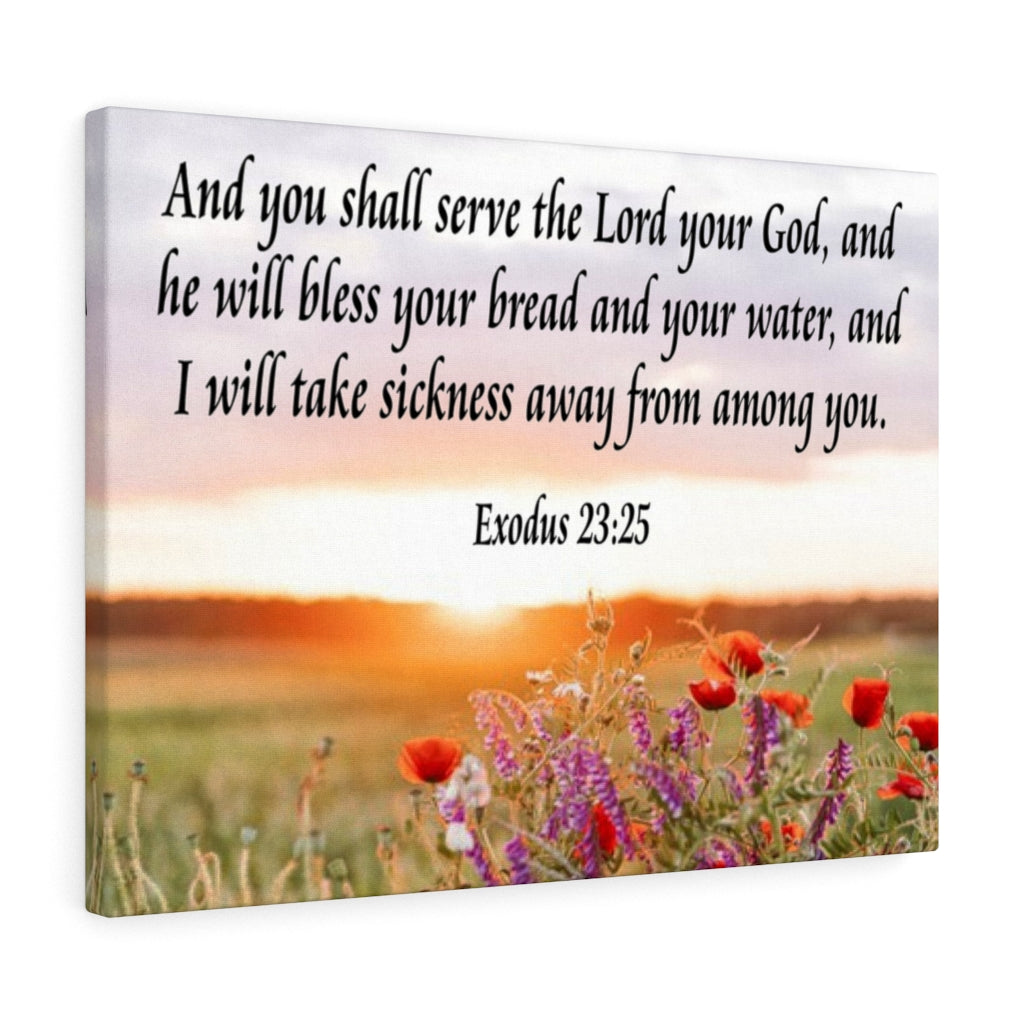 Scripture Walls And You Shall Serve the Lord Exodus 23:25 Scripture Bible Verse Canvas Christian Wall Art Ready to Hang Unframed-Express Your Love Gifts