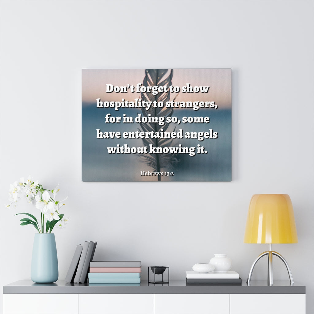 Scripture Walls Angels Hebrews 13:2 Bible Verse Canvas Christian Wall Art Ready to Hang Unframed-Express Your Love Gifts