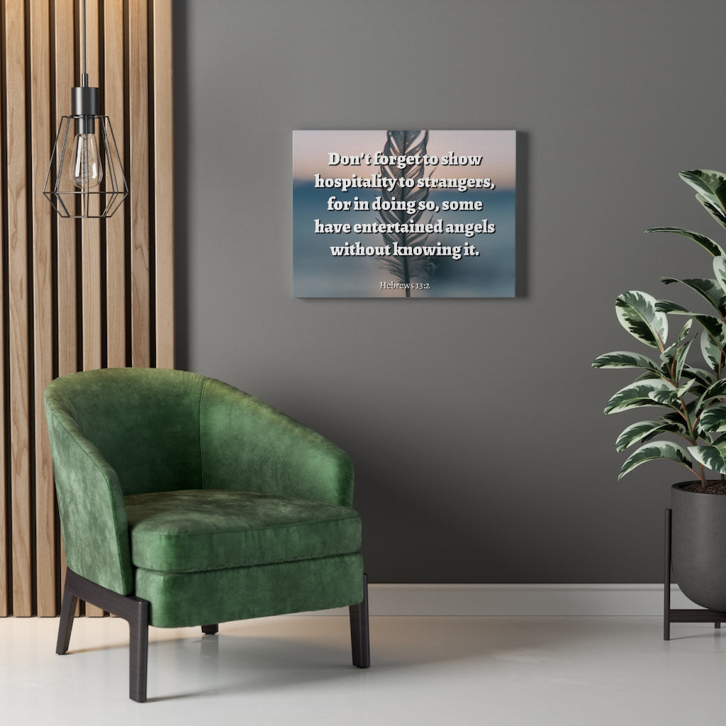 Scripture Walls Angels Hebrews 13:2 Bible Verse Canvas Christian Wall Art Ready to Hang Unframed-Express Your Love Gifts
