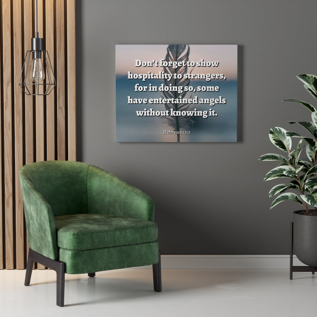 Scripture Walls Angels Hebrews 13:2 Bible Verse Canvas Christian Wall Art Ready to Hang Unframed-Express Your Love Gifts