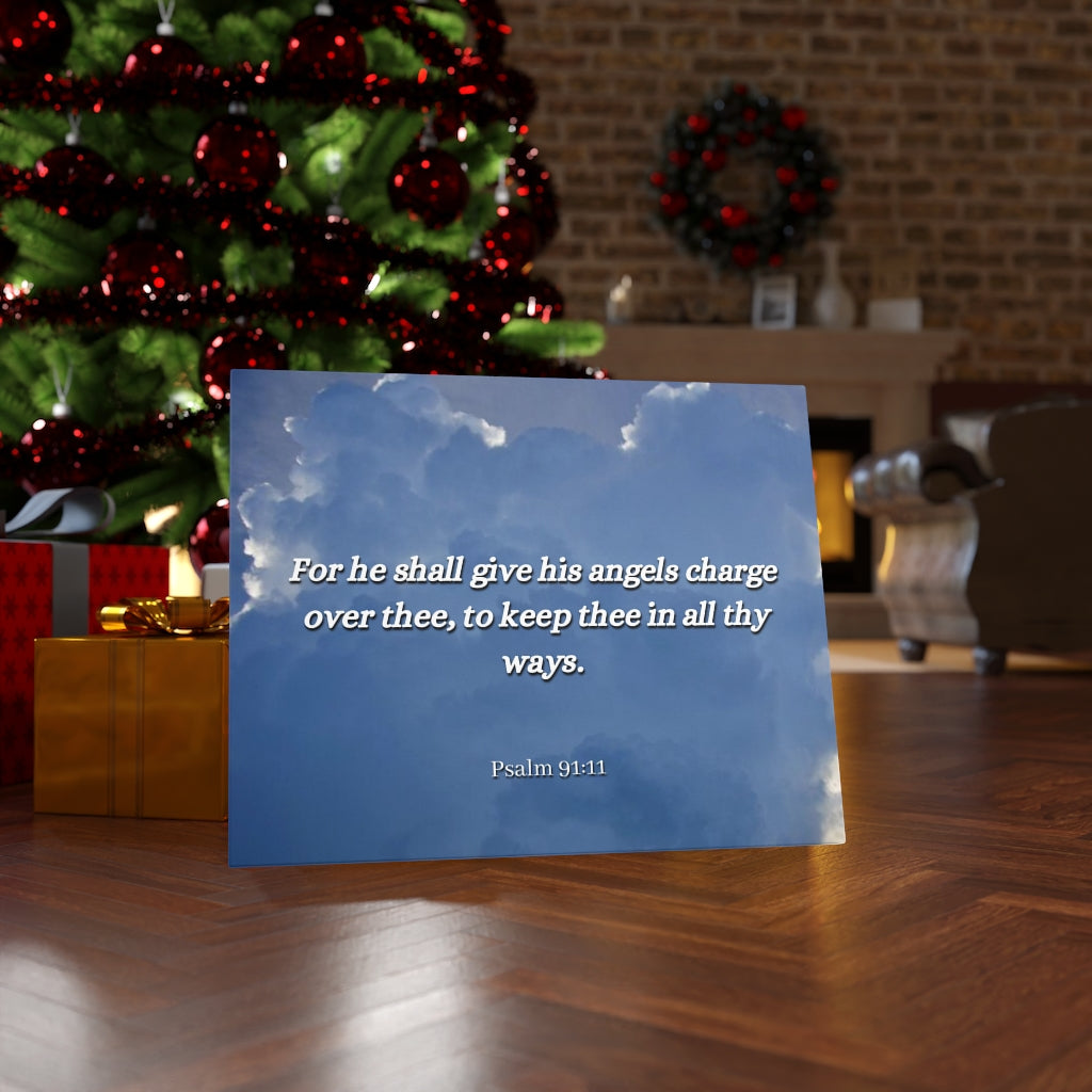 Scripture Walls Angels Over Thee Psalm 91:11 Bible Verse Canvas Christian Wall Art Ready to Hang Unframed-Express Your Love Gifts