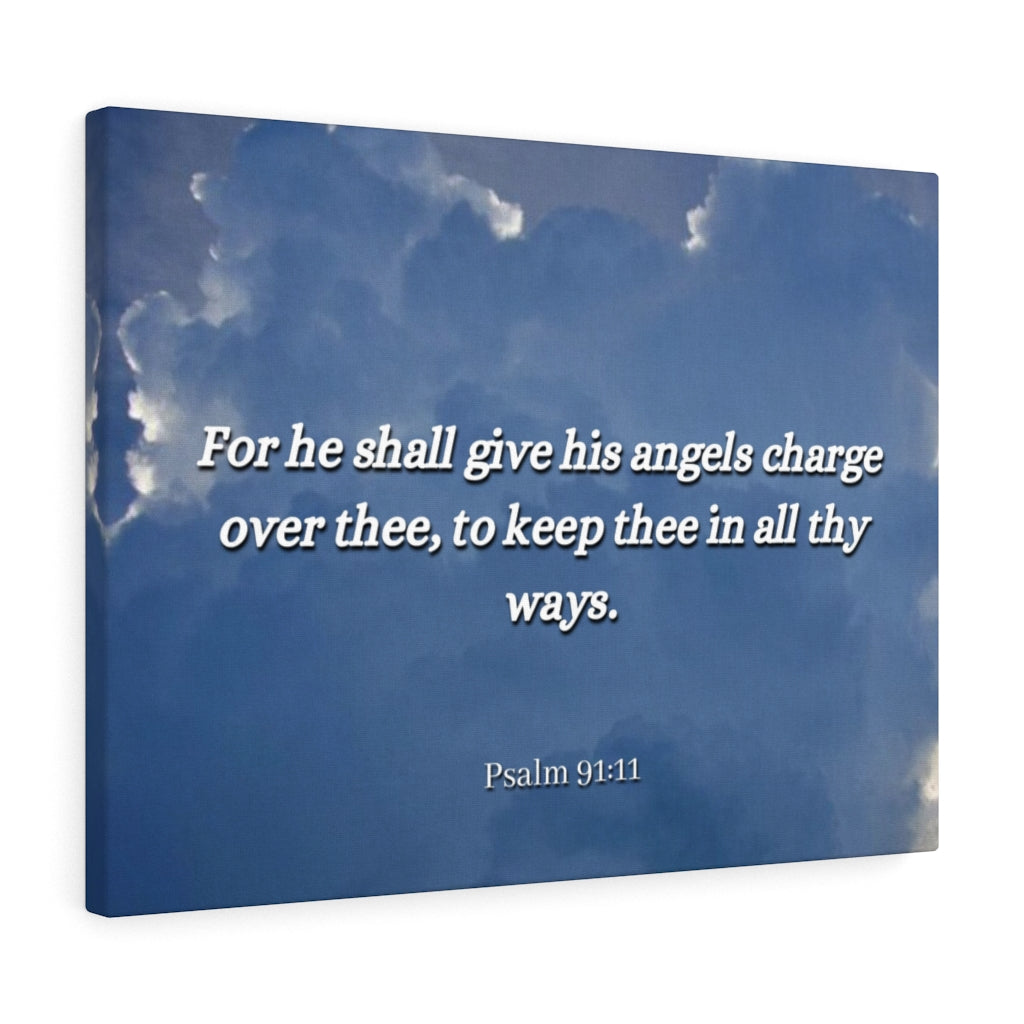 Scripture Walls Angels Over Thee Psalm 91:11 Bible Verse Canvas Christian Wall Art Ready to Hang Unframed-Express Your Love Gifts