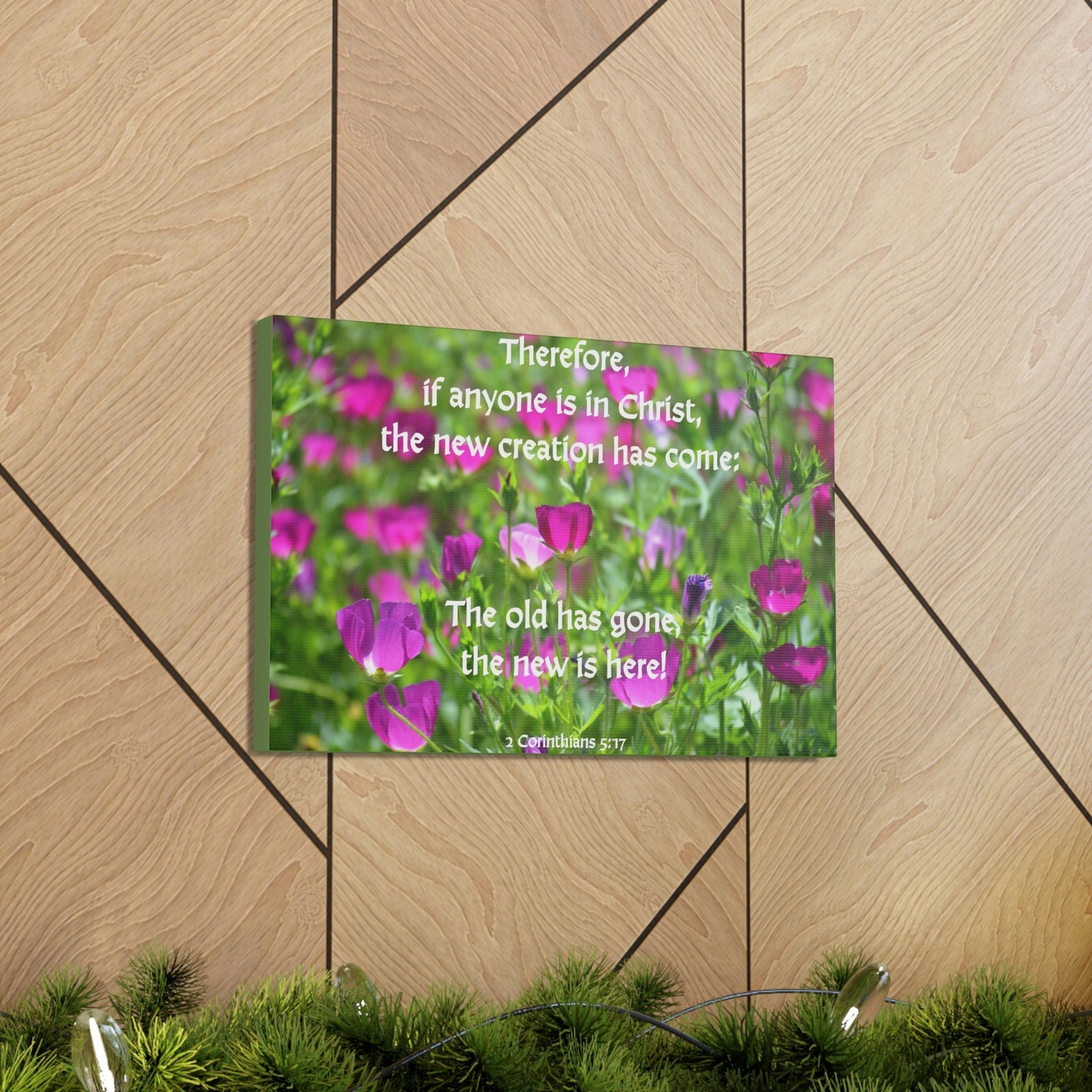 Scripture Walls Anyone in Christ 2 Corinthians 5:17 Flowers Christian Wall Art Bible Verse Print Ready to Hang Unframed-Express Your Love Gifts