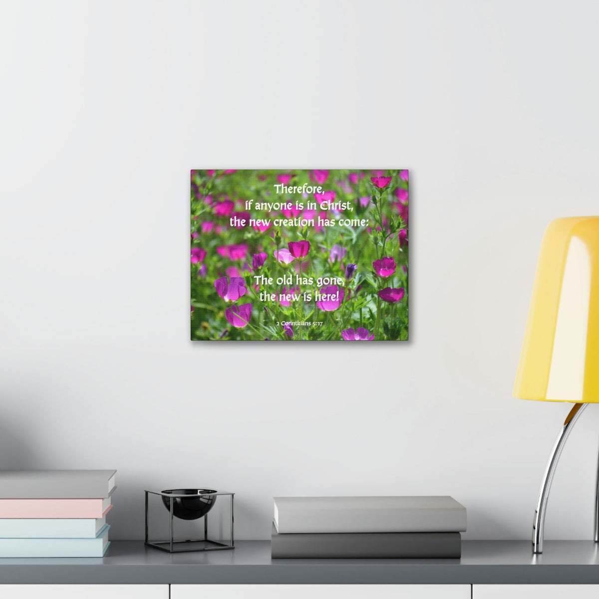 Scripture Walls Anyone in Christ 2 Corinthians 5:17 Flowers Christian Wall Art Bible Verse Print Ready to Hang Unframed-Express Your Love Gifts