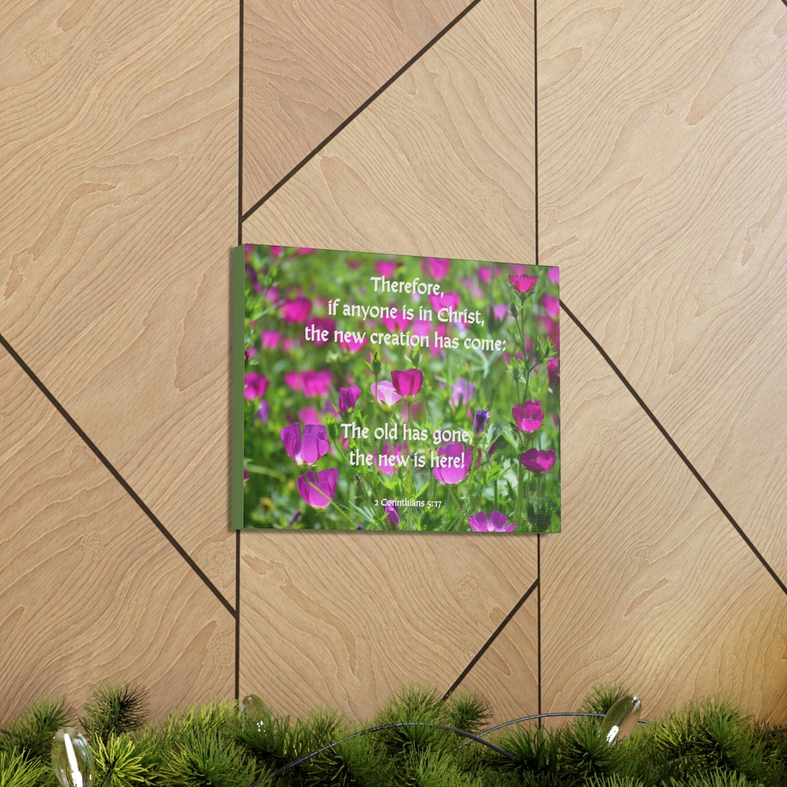 Scripture Walls Anyone in Christ 2 Corinthians 5:17 Flowers Christian Wall Art Bible Verse Print Ready to Hang Unframed-Express Your Love Gifts